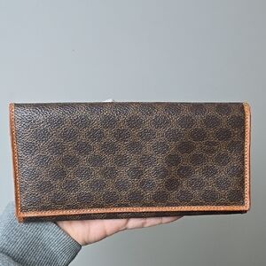 CELINE bi fold brown leather wallet